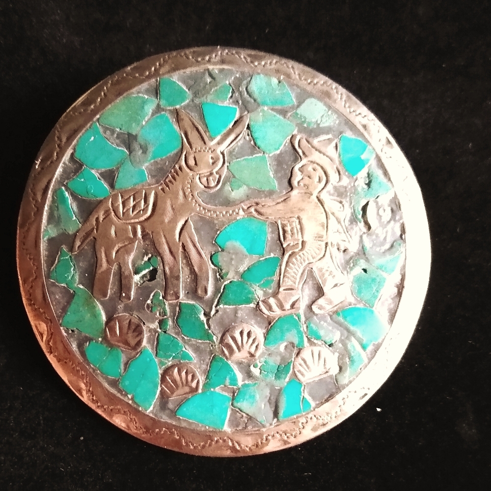 Vintage Sterling Silver and Turquoise Brooch